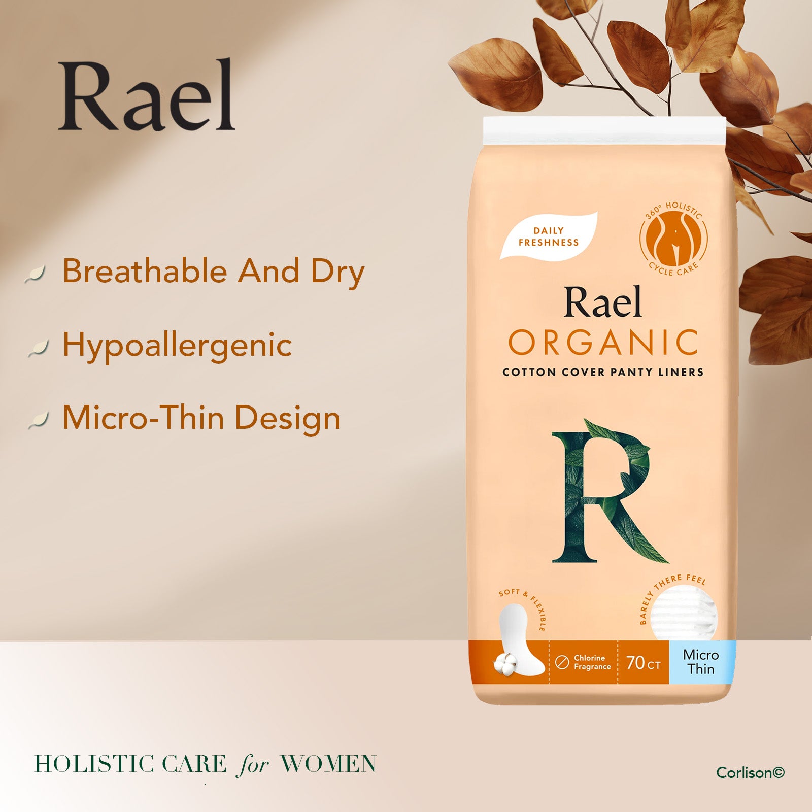 Rael Micro Thin Liners with Organic Cotton Cover 70s