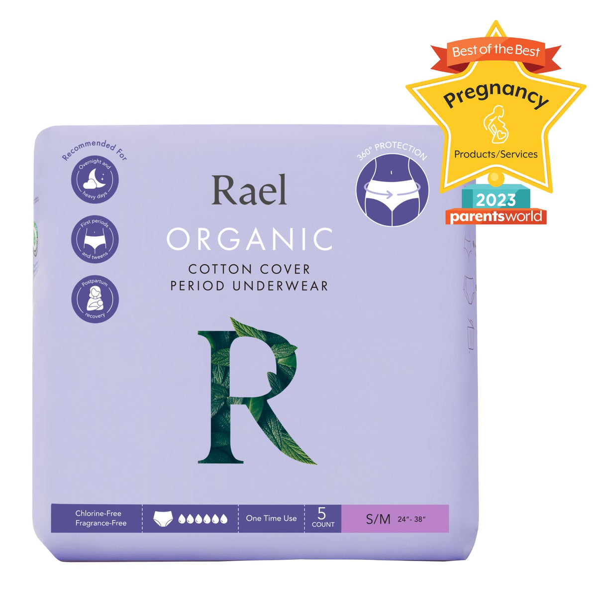Rael Organic Cotton Cover Period Underwear 10 Count (S/M)