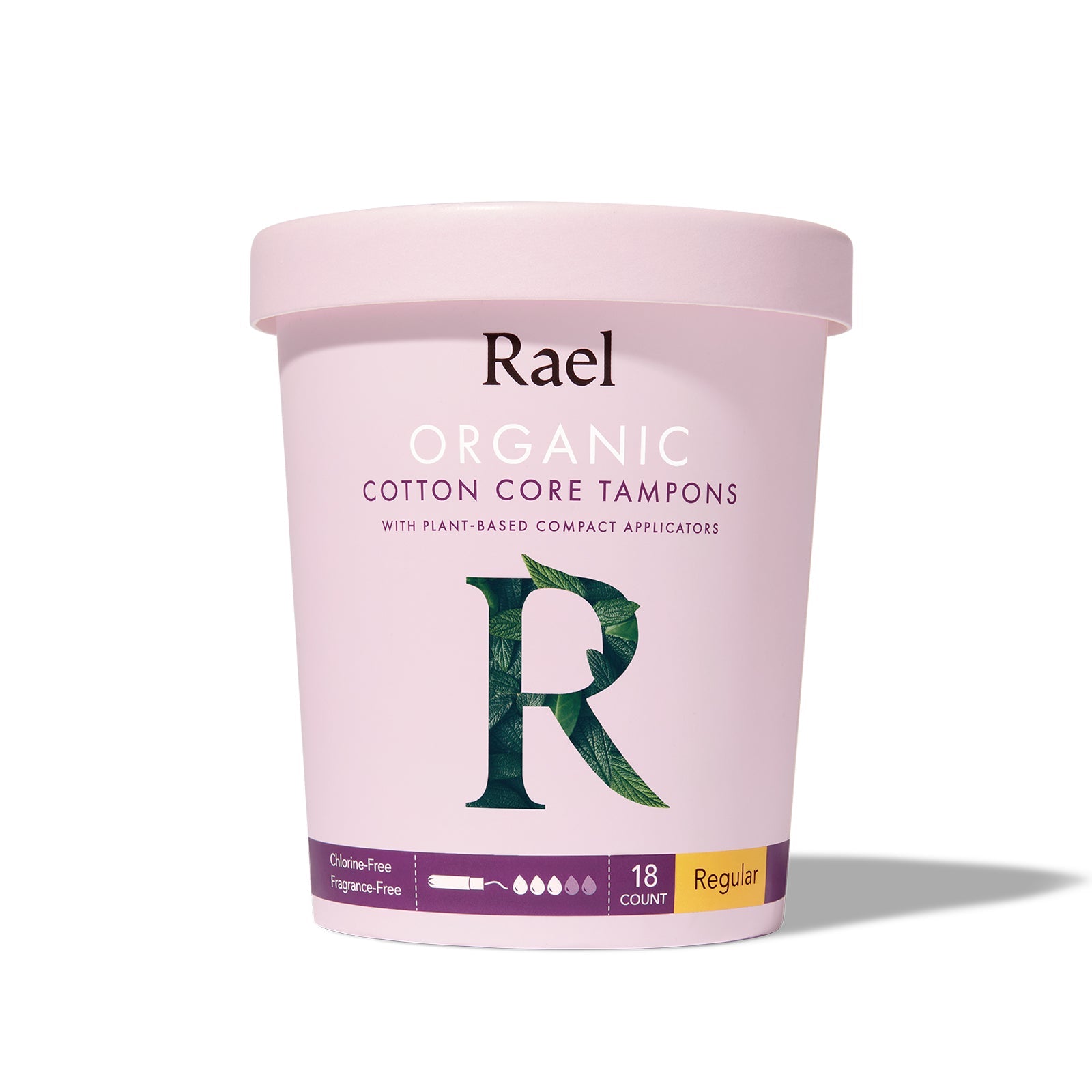 Rael Regular Organic Cotton Tampons with Plant-based Compact Applicator 18s