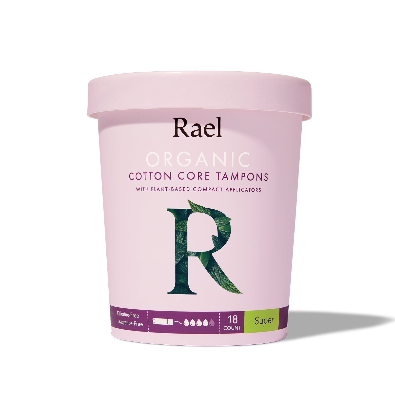 Rael Super Organic Cotton Tampons with Plant-based Compact Applicator 18s