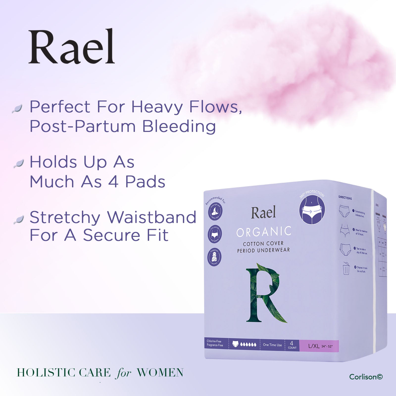 Rael Organic Cotton Period Underwear 4s (L/XL)