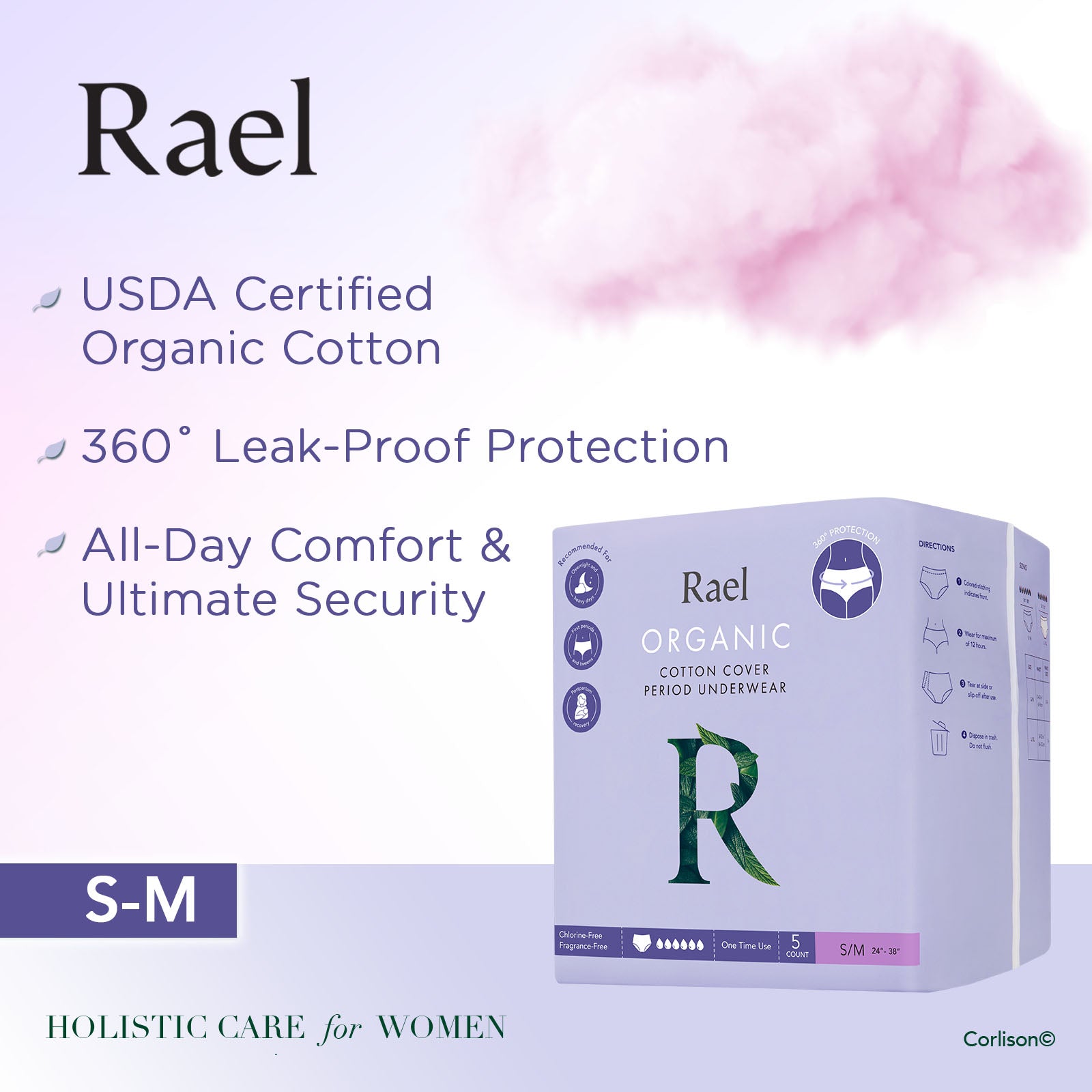  Rael Disposable Underwear for Women, Organic Cotton